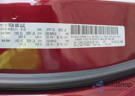 2018 Chrysler Pacifica Touring L Plus from USA, damaged, VIN 2C4RC1EG3JR316168